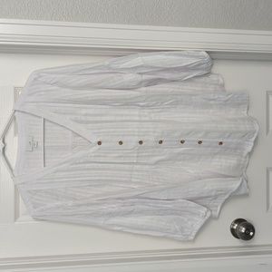 J Jill white button down v neck blouse size M